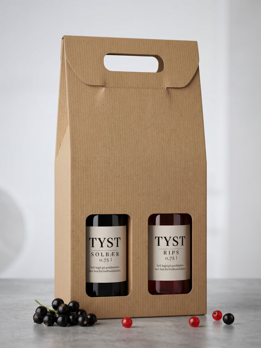 Tyst gavepakke med solbærsaft og ripssaft